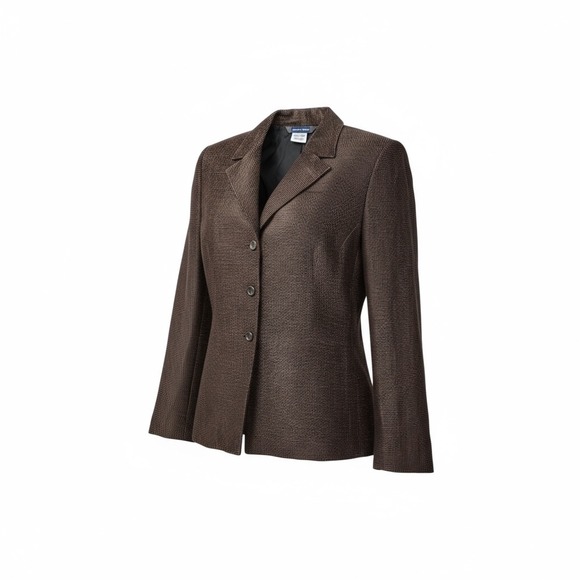 Austin Reed Women 16 Blazer Jacket Brown Textured Button Long Sleeve Size 16‎ - Picture 2 of 10